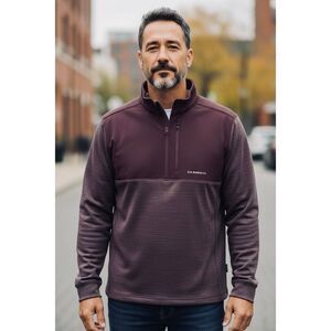 G.H. Bass & Co. Mens Heathered Purple Quarter Zip Fleece Top Size XL